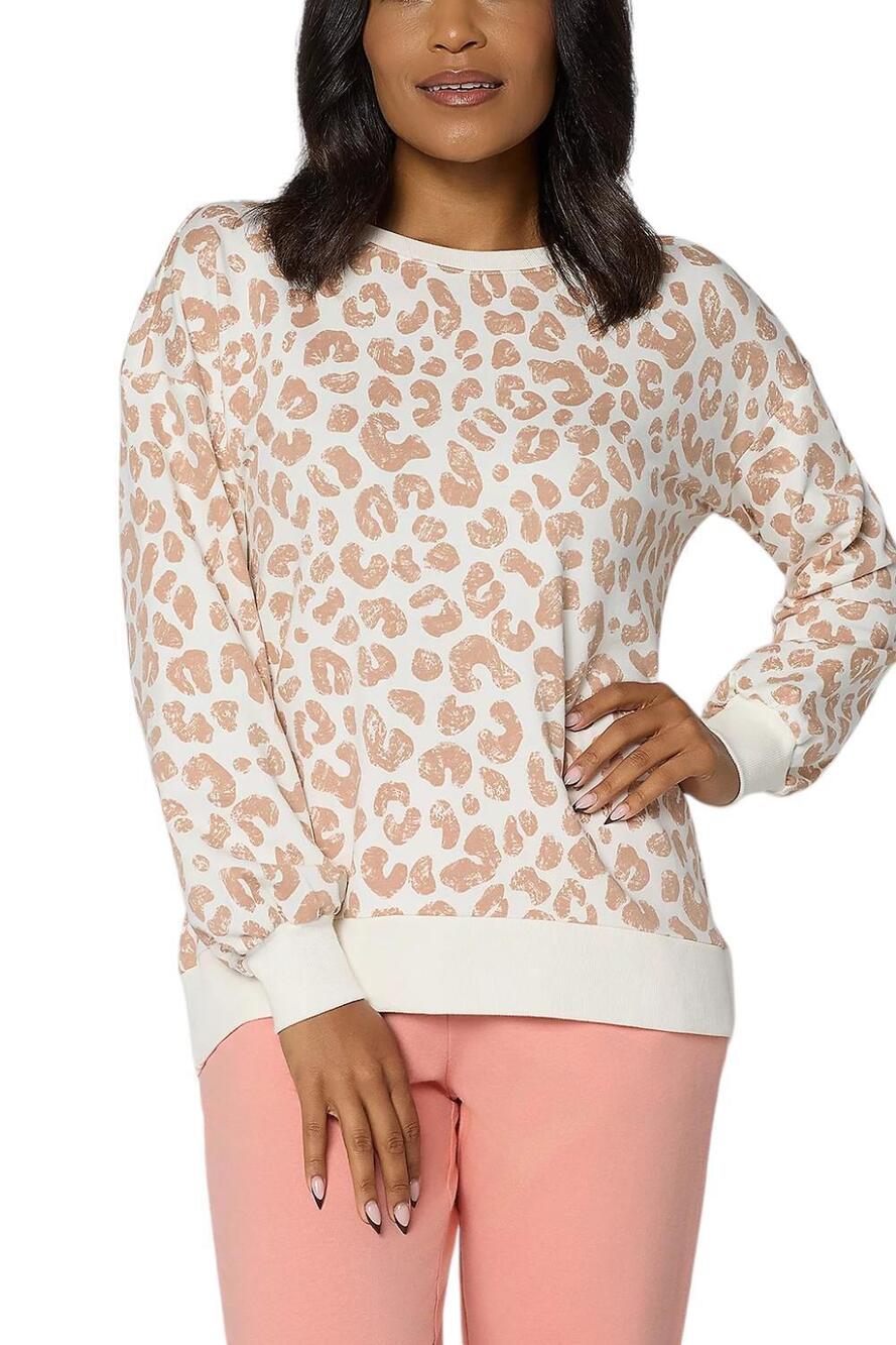 Belle by Kim Gravel French Terry Roar in Style Animal Top Cream - Regular